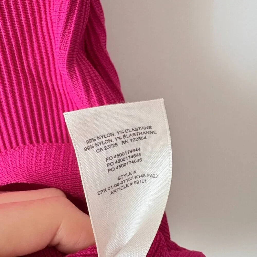 Aritzia Babaton Sculpt Knit Squareneck Ribbed Mini Dress Fushia Pink Size Small